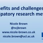 Screenshot of opening slide showing presentation title and contact details for Nicole Brown
