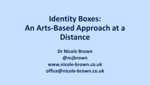 Screenshot of opening slide showing presentation title and contact details for Nicole Brown